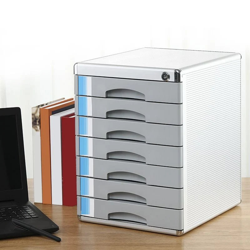 Armoire latérale moderne en métal, classeur à tiroirs argentés pour la maison ou le bureau Clearhalo