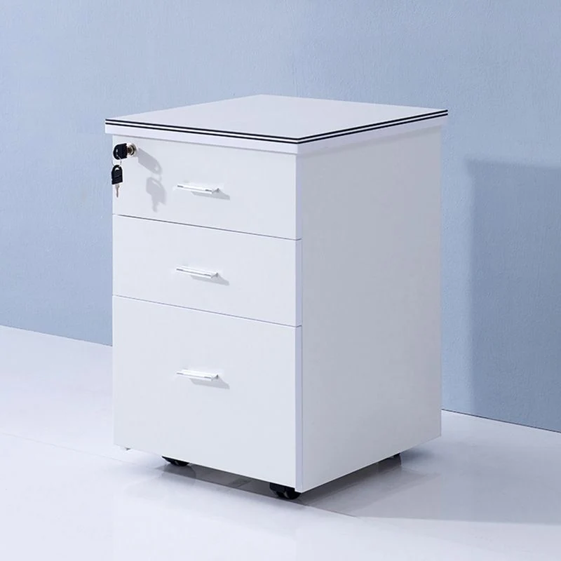 Armoire moderne en bois avec tiroirs verrouillables, classeur sur roulettes Clearhalo