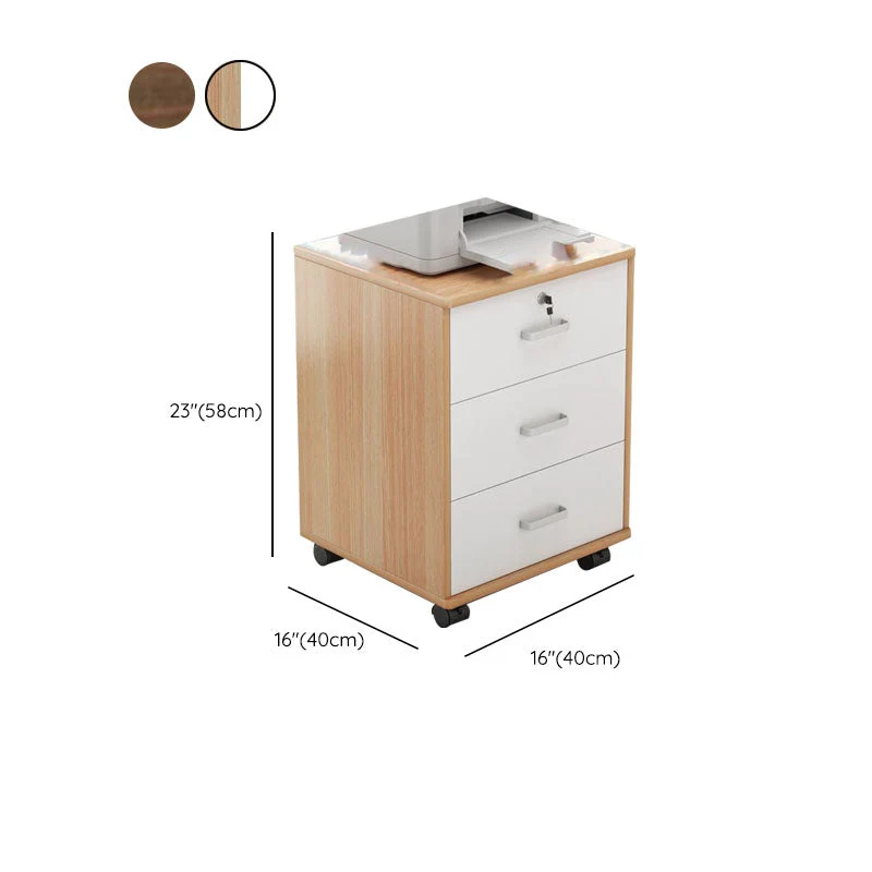 Armoire nordique à tiroirs verrouillables en bois, classeur de rangement avec roulettes Clearhalo