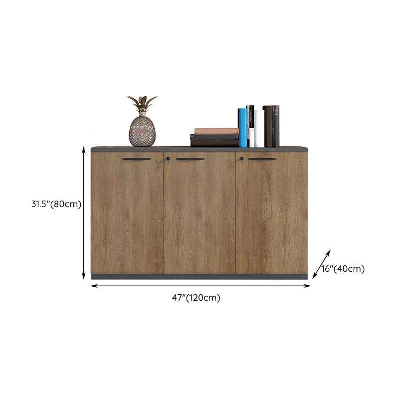 Armoire de rangement moderne médiévale, cadre en bois, classeur à verrouillage à clé en marron Clearhalo
