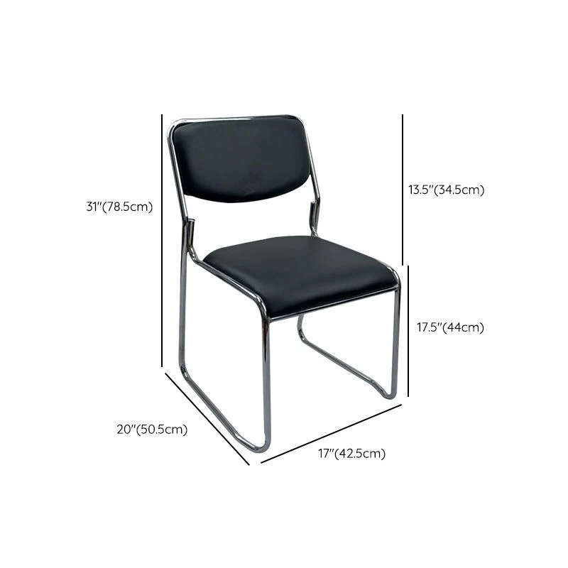 Aucune chaise de bureau à dossier bas en cuir de Faux de chaise de conférence sans bras de roues Clearhalo