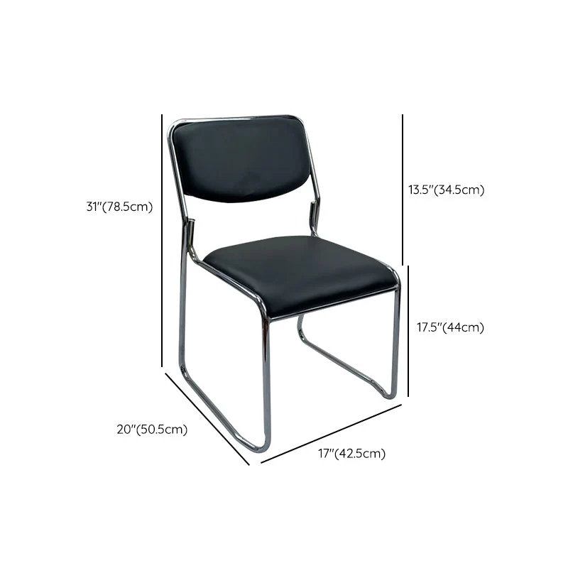 Aucune chaise de bureau à dossier bas en cuir de Faux de chaise de conférence sans bras de roues Clearhalo