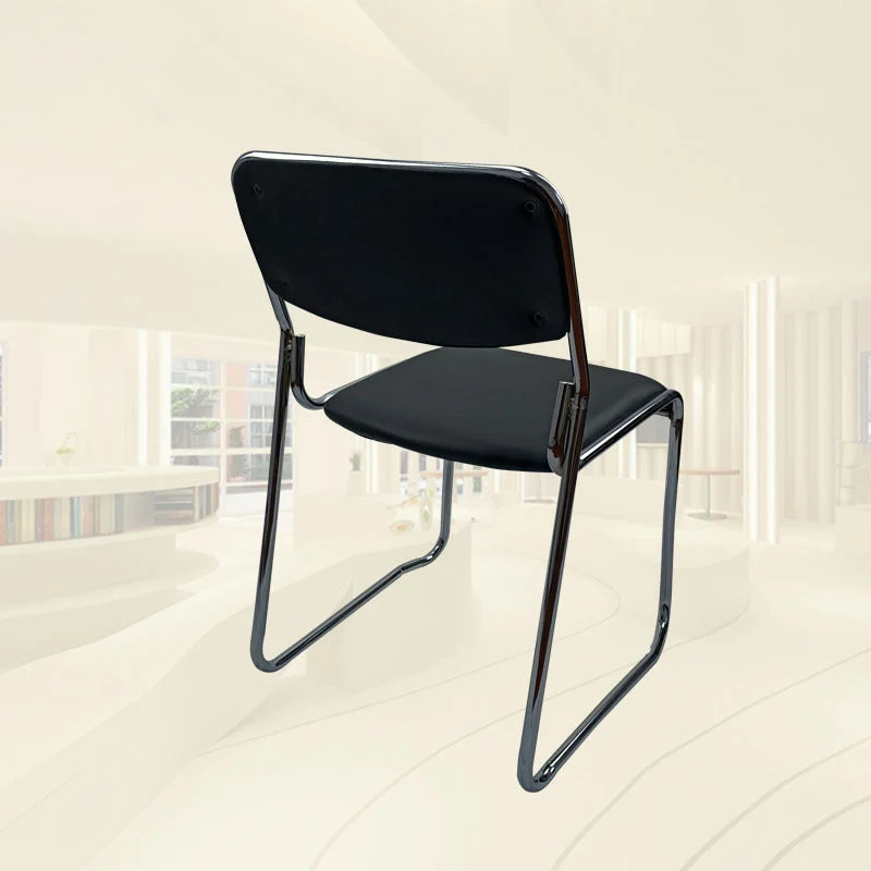 Aucune chaise de bureau à dossier bas en cuir de Faux de chaise de conférence sans bras de roues Clearhalo