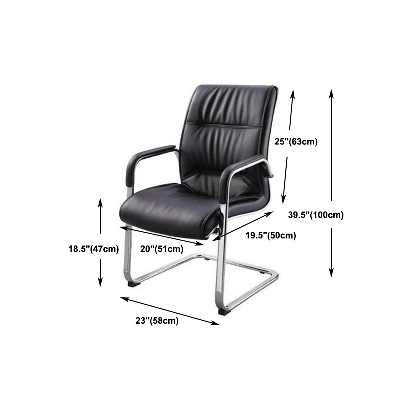 Aucune chaise de conférence moderne de roues n' fixé la chaise de conférence de gestion en cuir de bras Clearhalo