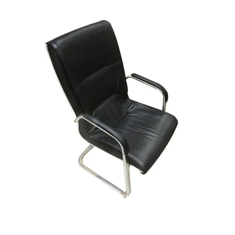 Aucune chaise fixe en cuir pénible de bras de dossier haut de chaise de bureau Clearhalo