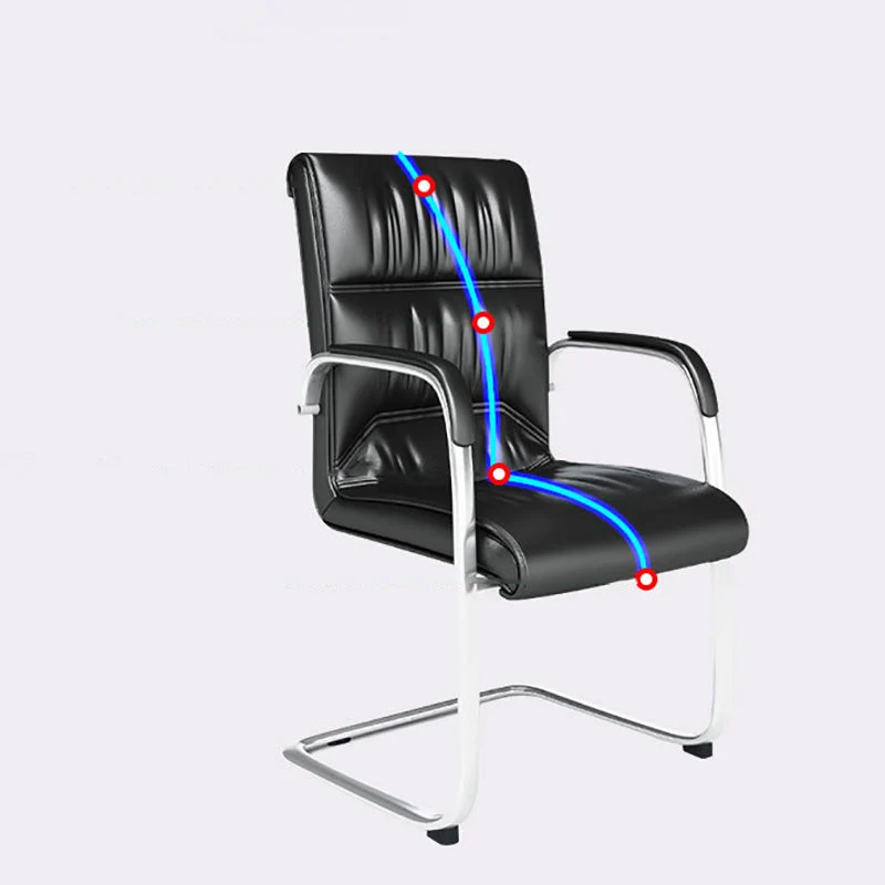 Aucune chaise fixe en cuir pénible de bras de dossier haut de chaise de bureau Clearhalo