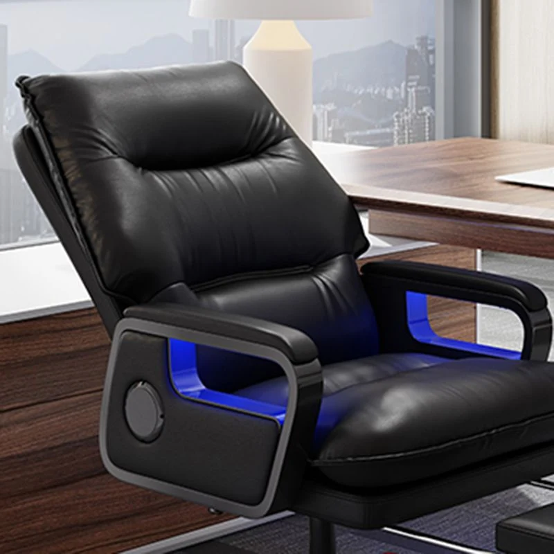 Base en nylon chaise de bureau moderne chaise de bureau pivotante exécutive avec bras rembourrés Clearhalo