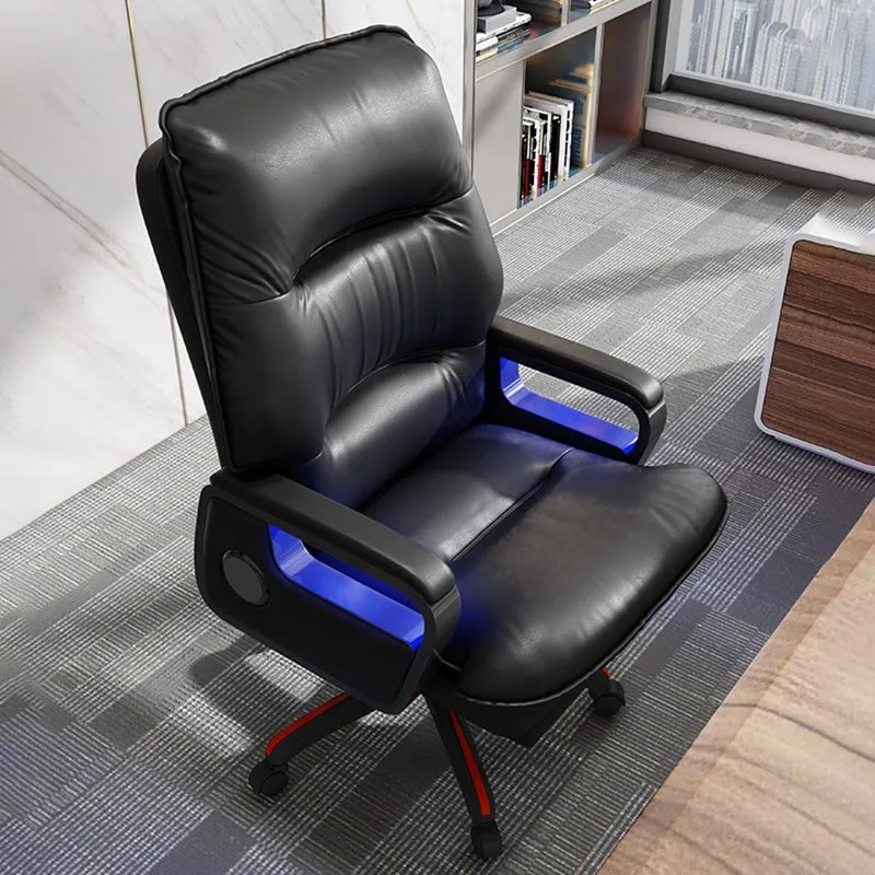 Base en nylon chaise de bureau moderne chaise de bureau pivotante exécutive avec bras rembourrés Clearhalo