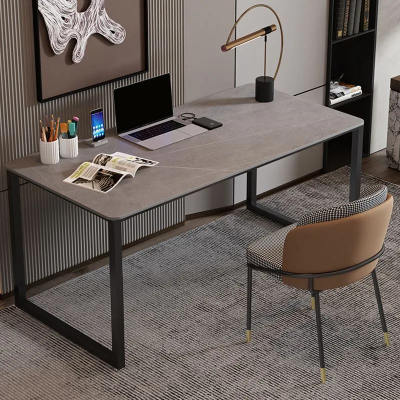 Base de traîneau de bureau incurvée en pierre moderne, bureau d'écriture de 29,53 po de hauteur Clearhalo