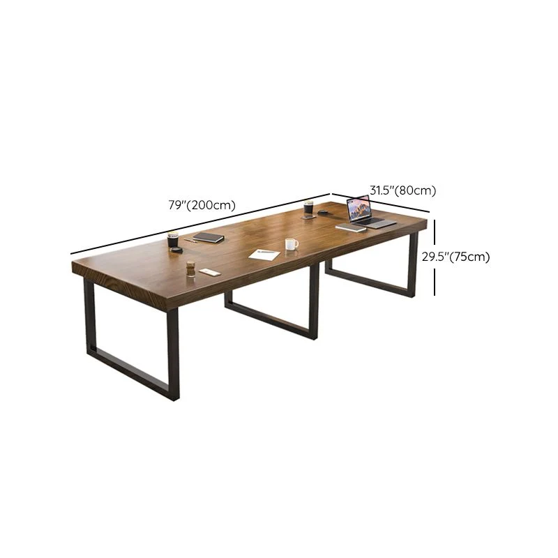 Base de traîneau de bureau industriel en bois massif, bureau d'écriture de 29,53 po de hauteur Clearhalo