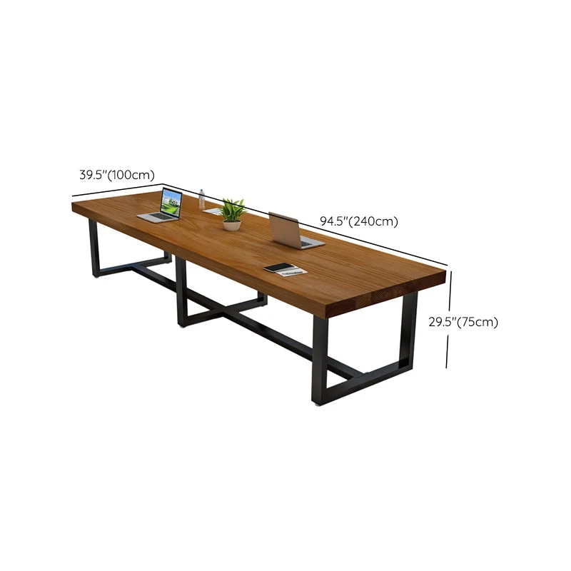 Base de traîneau de bureau moderne en bois massif, bureau d'écriture de 29,53 po de hauteur Clearhalo