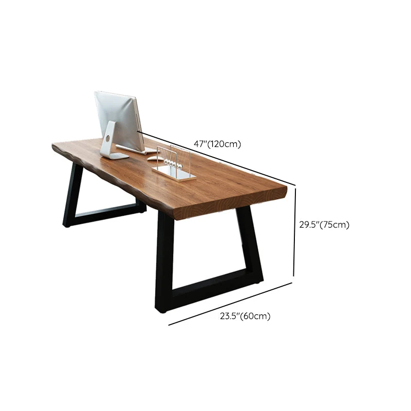 Base de traîneau de bureau rectangulaire en bois massif industriel, bureau d'écriture de 29,53 po de hauteur Clearhalo