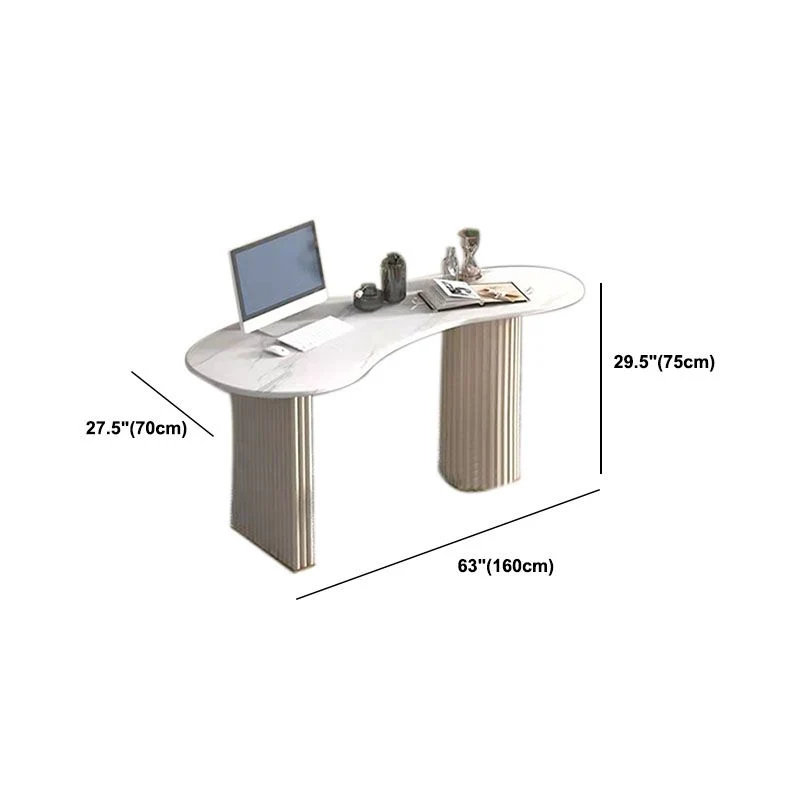 Bureau de 29,5 pouces avec tiroirs, table pour ordinateur portable, blanc Clearhalo