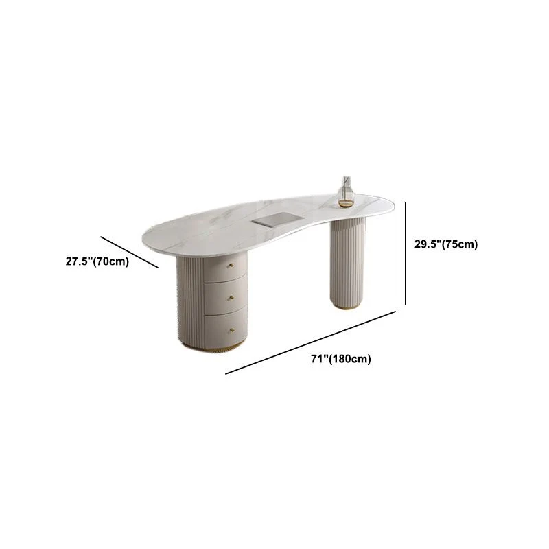 Bureau de 29,5 pouces avec tiroirs, table pour ordinateur portable, blanc Clearhalo