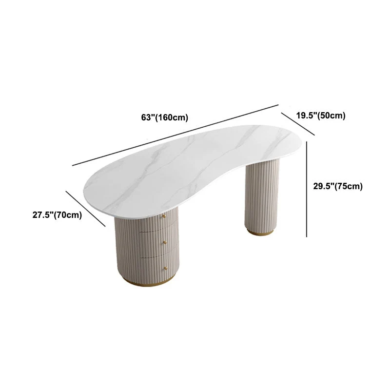 Bureau de 29,5 pouces avec tiroirs, table pour ordinateur portable, blanc Clearhalo