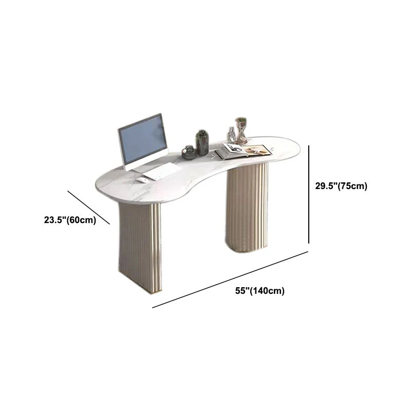 Bureau de 29,5 pouces avec tiroirs, table pour ordinateur portable, blanc Clearhalo