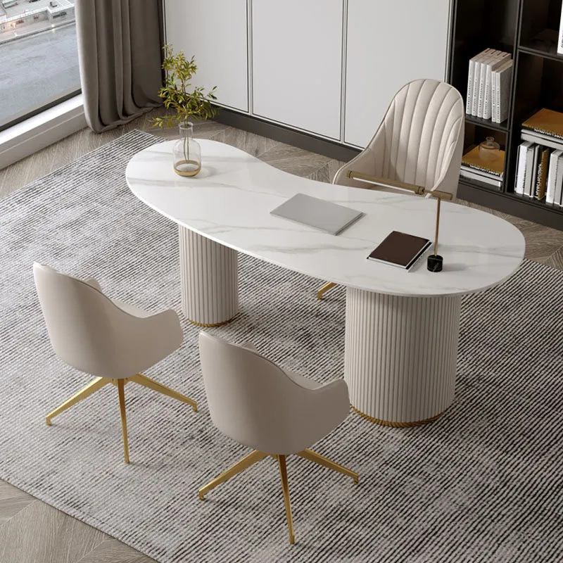 Bureau de 29,5 pouces avec tiroirs, table pour ordinateur portable, blanc Clearhalo