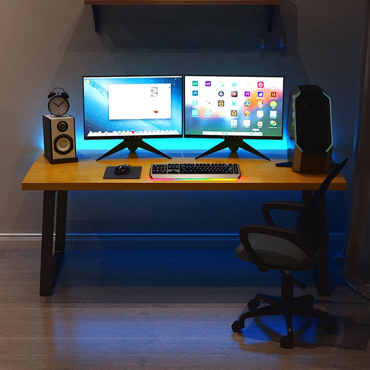 Bureau de base de traîneau en bois massif de table de travail de rectangle de style moderne Clearhalo