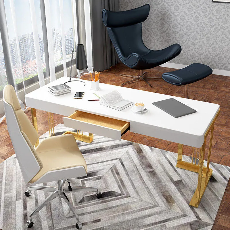 Bureau en bois artificiel Bureau rectangulaire Glam 1 tiroir Clearhalo