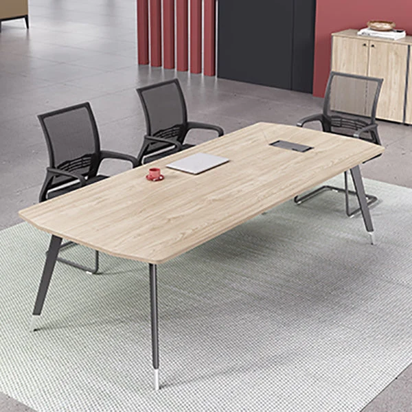 Bureau en bois artificiel, Table de conférence, bureau d'écriture incurvé Clearhalo