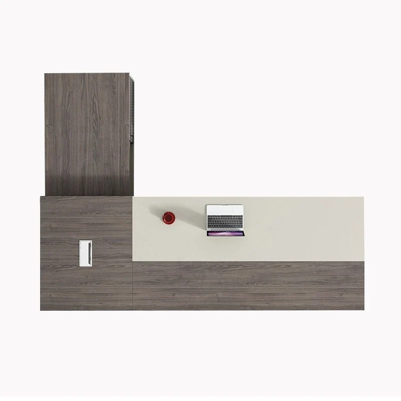 Bureau en bois gris Bureau sur pied contemporain avec armoire Clearhalo