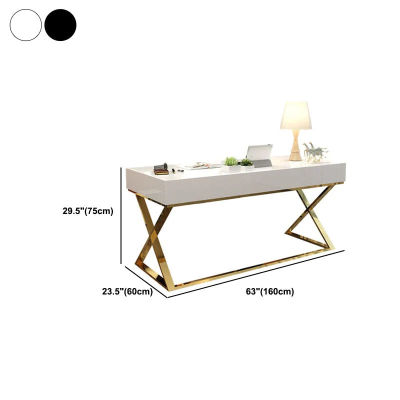 Bureau en bois massif Bureau en pin et métal Glam avec pieds en métal Clearhalo
