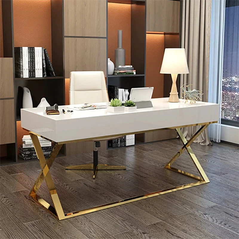 Bureau en bois massif Bureau en pin et métal Glam avec pieds en métal Clearhalo