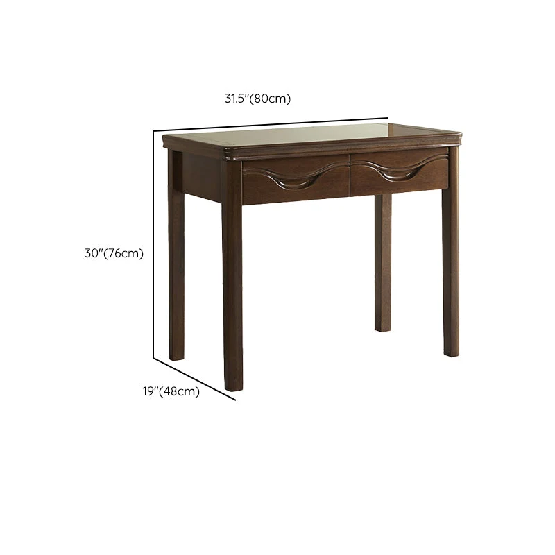 Bureau en bois massif à 2 tiroirs, bureau de chambre à coucher, Base Parsons, bureau d'écriture Clearhalo