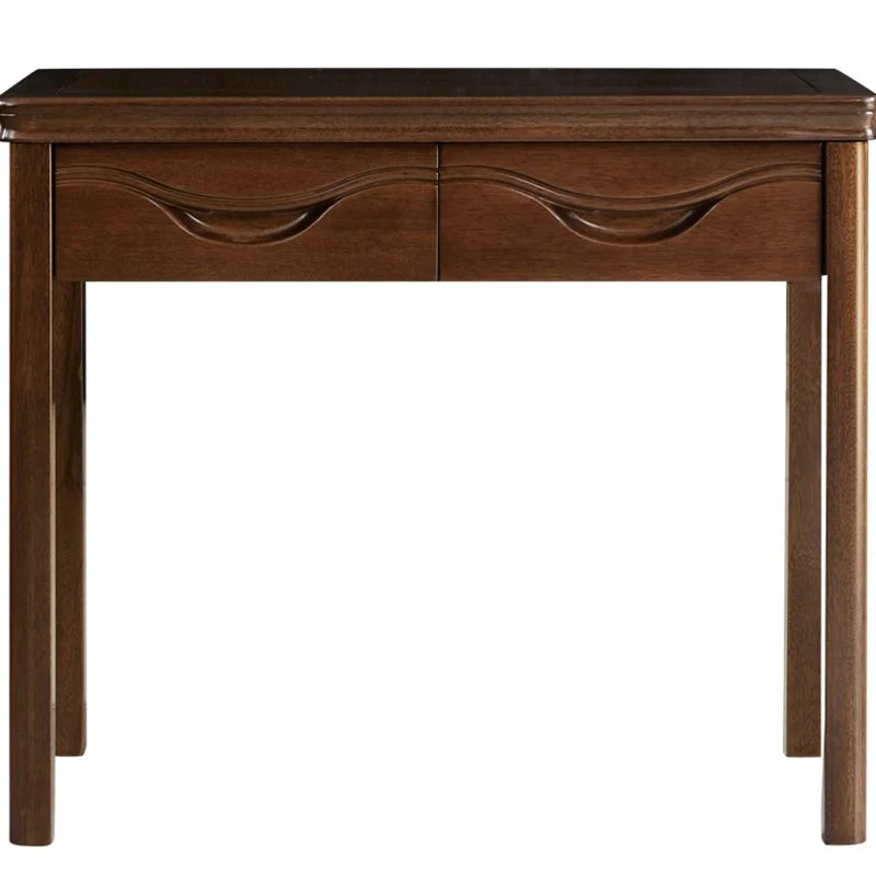 Bureau en bois massif à 2 tiroirs, bureau de chambre à coucher, Base Parsons, bureau d'écriture Clearhalo