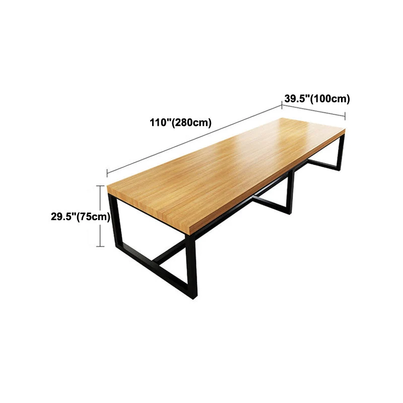 Bureau en bois de pin de style contemporain, base rectangulaire en métal, pour bureau Clearhalo