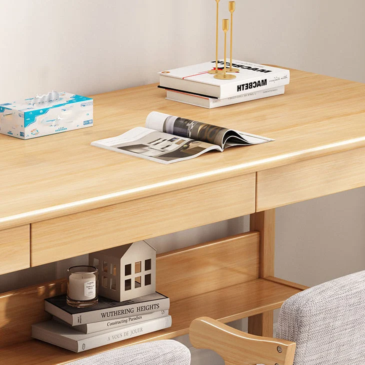 Bureau en bois rectangulaire moderne, Base en forme de H, bureau d'écriture pour chambre à coucher Clearhalo