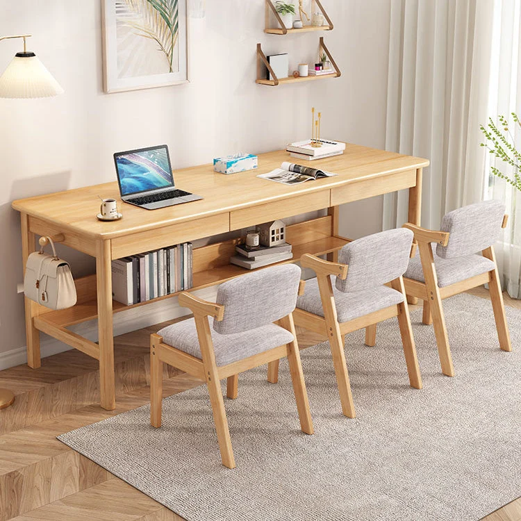 Bureau en bois rectangulaire moderne, Base en forme de H, bureau d'écriture pour chambre à coucher Clearhalo