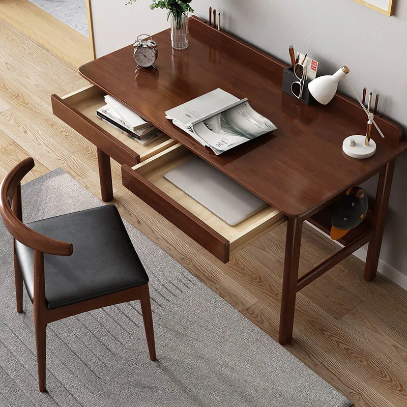 Bureau en bois de style moderne, bureau d'écriture à 2 tiroirs pour chambre à coucher Clearhalo