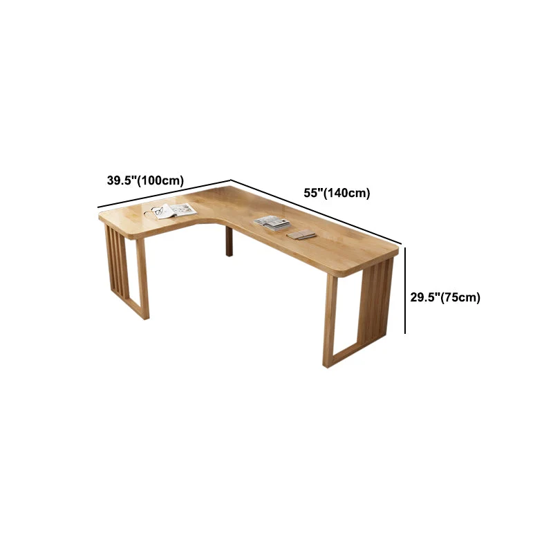 Bureau en bois de Style moderne, bureau d'écriture naturel en forme de L pour la maison Clearhalo