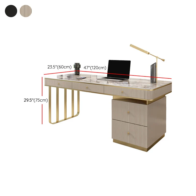 Bureau de bureau en ardoise de style moderne, bureau d'écriture à 5 tiroirs pour le bureau Clearhalo