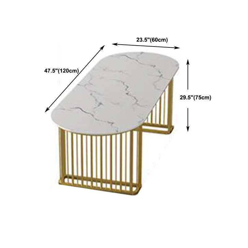 Bureau de bureau à base de traîneau en marbre Glam avec pieds en métal Clearhalo