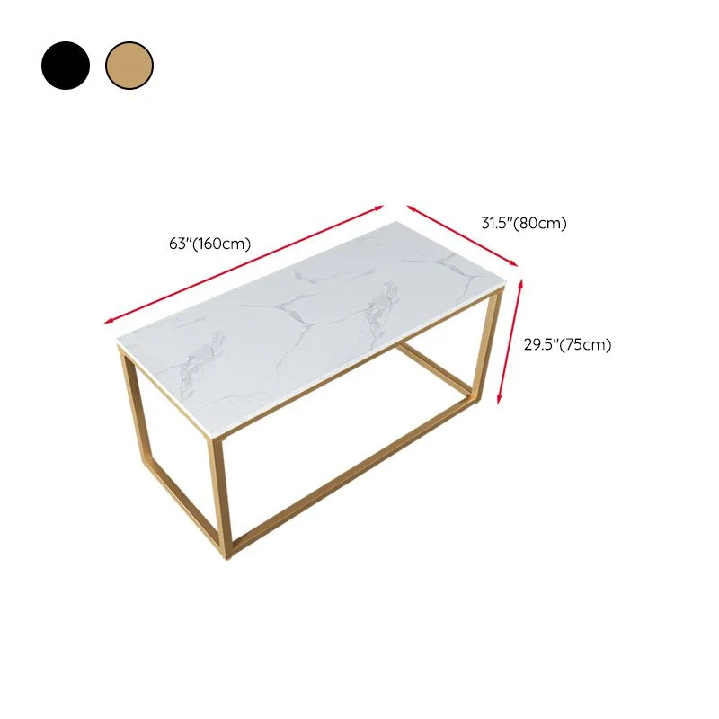 Bureau de bureau blanc contemporain avec pieds en métal, bureau d'écriture en marbre Clearhalo