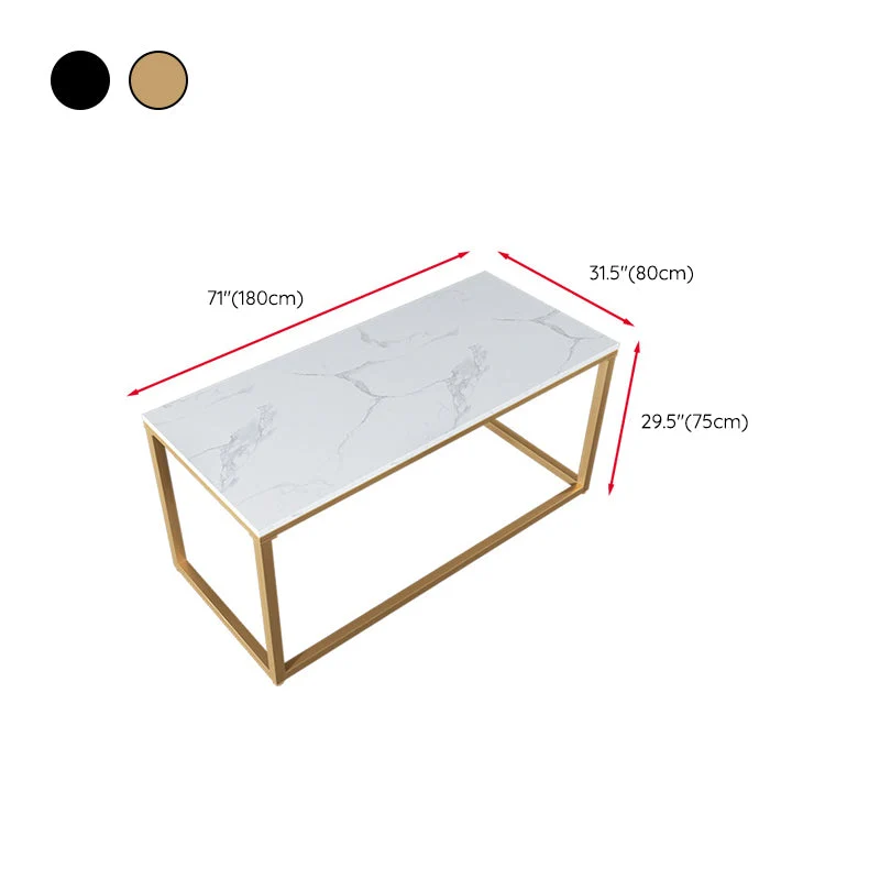 Bureau de bureau blanc contemporain avec pieds en métal, bureau d'écriture en marbre Clearhalo