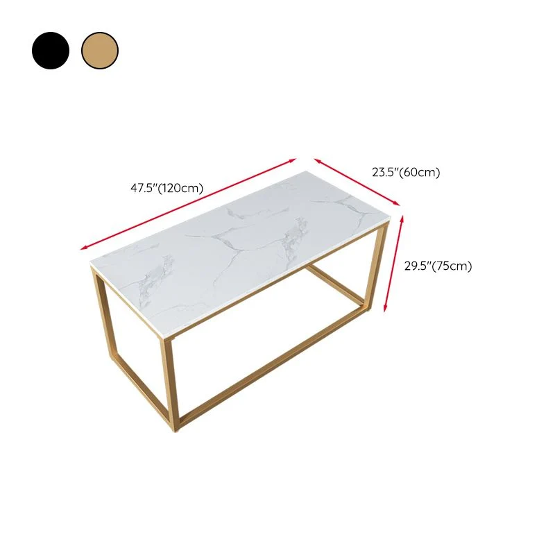 Bureau de bureau blanc contemporain avec pieds en métal, bureau d'écriture en marbre Clearhalo