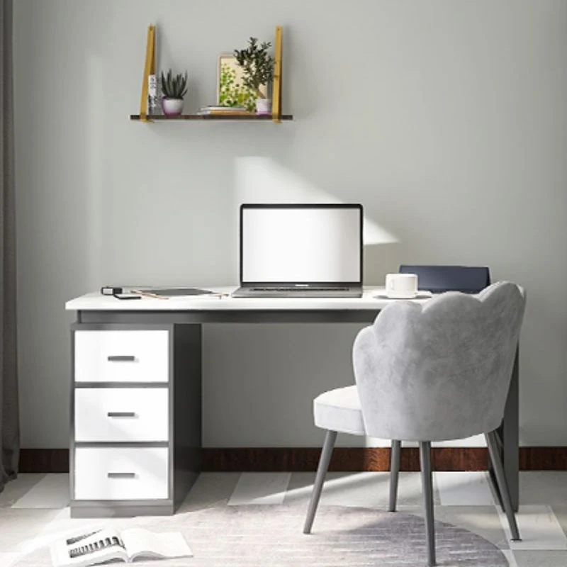 Bureau de bureau blanc contemporain, bureau d'écriture rectangulaire pour chambre à coucher Clearhalo