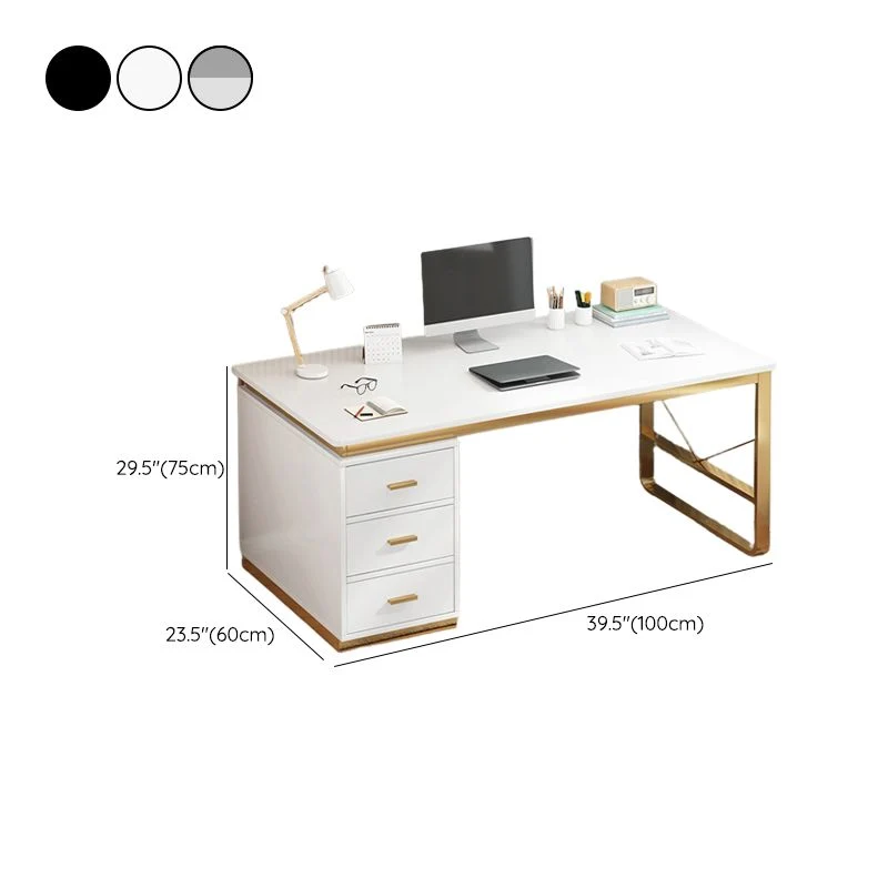 Bureau de bureau blanc contemporain, bureau d'écriture rectangulaire pour chambre à coucher Clearhalo