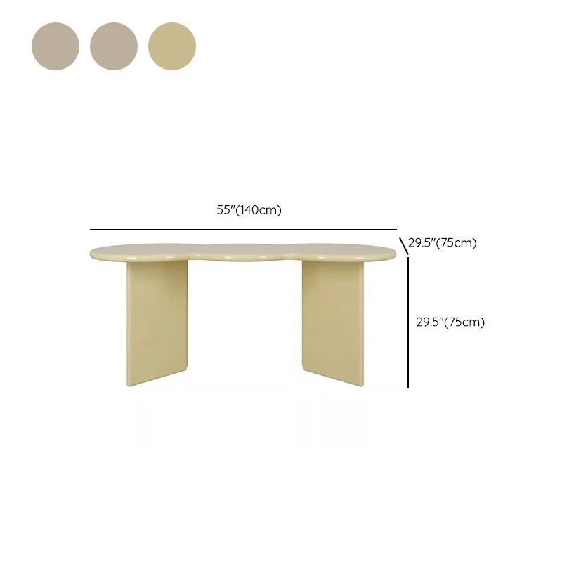 Bureau de bureau en bois de forme irrégulière, bureau d'écriture blanc/noir/jaune pour le bureau Clearhalo