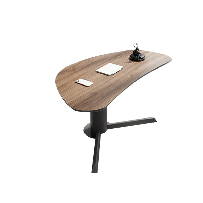 Bureau de bureau en bois de forme irrégulière, bureau d'écriture marron pour la maison Clearhalo