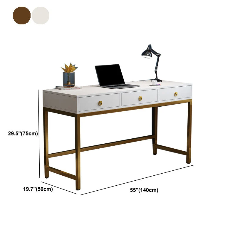 Bureau de bureau en bois manufacturé Glam Bureau d'écriture de l 19,68 po avec 2 tiroirs Clearhalo