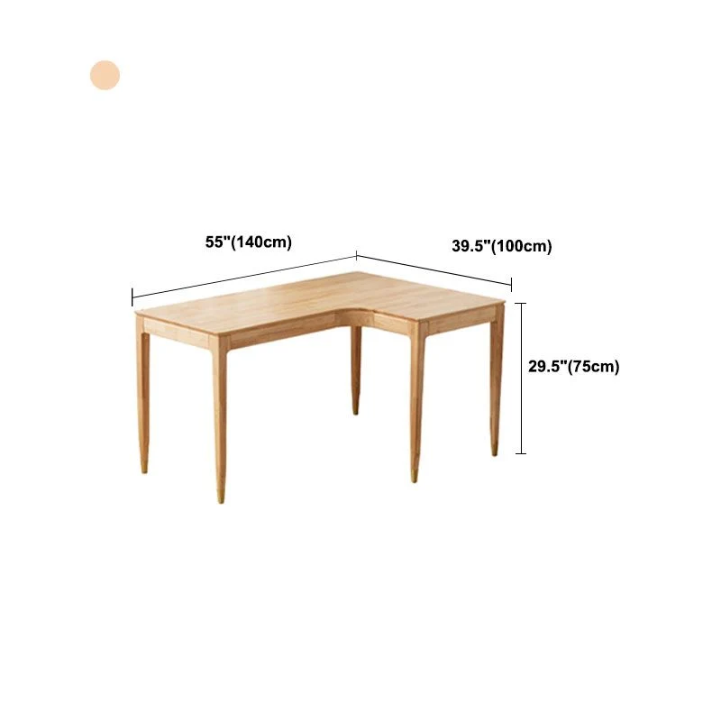 Bureau de bureau en bois massif en forme de L, bureau d'angle moderne avec 4 pieds Clearhalo