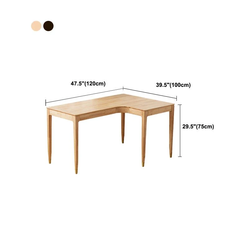Bureau de bureau en bois massif en forme de L, bureau d'angle moderne avec 4 pieds Clearhalo
