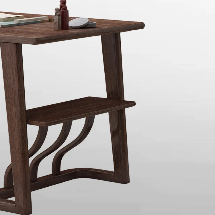 Bureau de bureau en bois massif de Style moderne, Base de traîneau, bureau d'écriture marron pour la maison Clearhalo