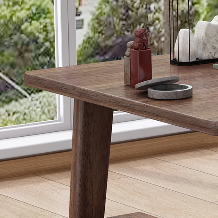 Bureau de bureau en bois massif de Style moderne, Base de traîneau, bureau d'écriture marron pour la maison Clearhalo