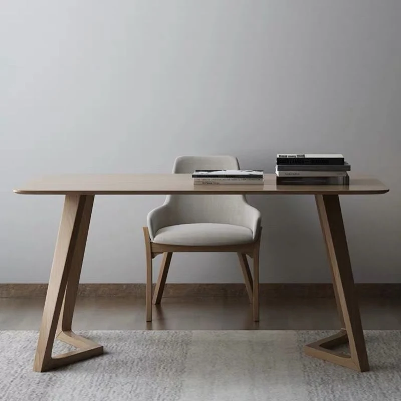 Bureau de bureau en bois massif de style moderne, bureau d'écriture rectangulaire pour la maison Clearhalo