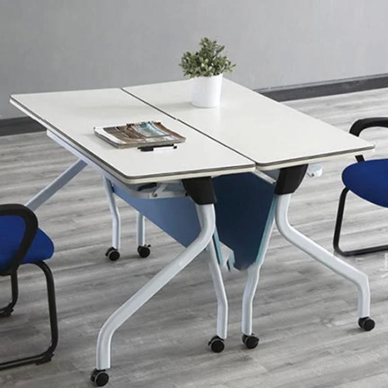 Bureau de bureau en bois moderne avec roulettes, bureau d'écriture rectangulaire pour le bureau Clearhalo